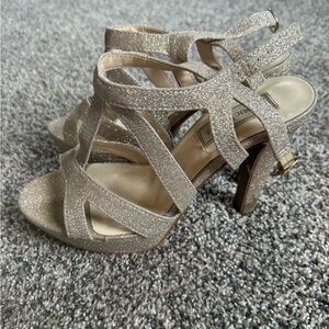 Touch Ups Glitter Strappy High Heels in Champagne Size 8 Women